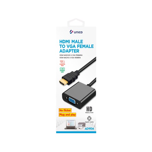 Adaptador Unico Hdmi Macho A Vga Fêmea